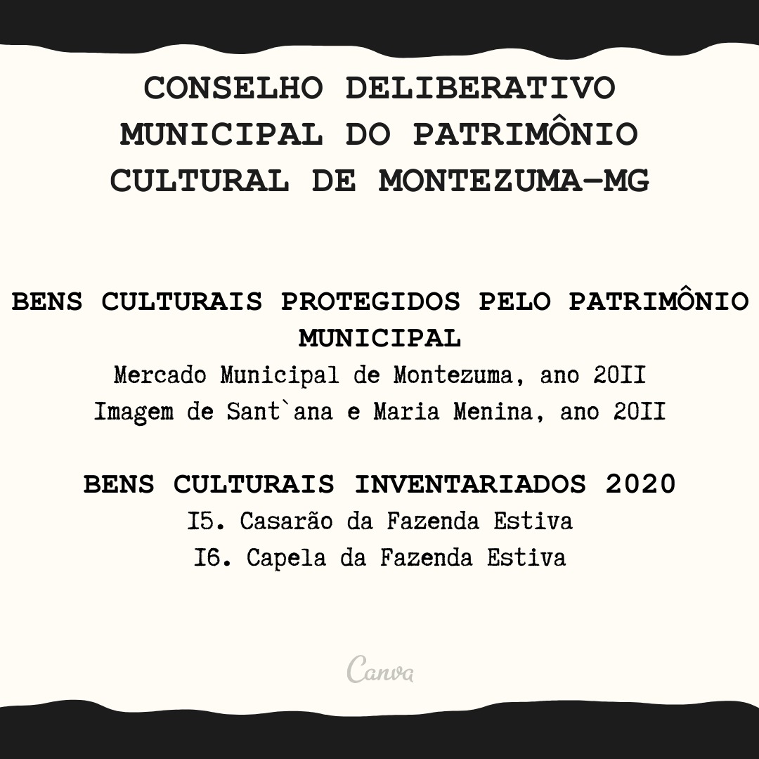 CONFIRA OS BENS CULTURAIS INVENTÁRIADOS PELO MUNICÍPIO EM 2020